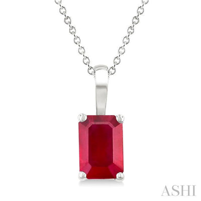 Emerald Shape Gemstone Solitaire Pendant