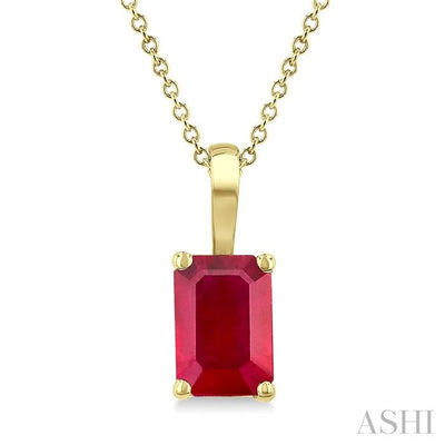 Emerald Shape Gemstone Solitaire Pendant