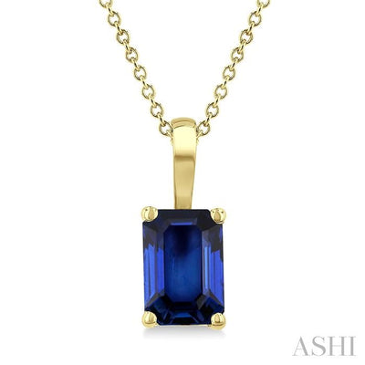 Emerald Shape Gemstone Solitaire Pendant
