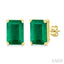 Emerald Shape Gemstone Stud Earrings