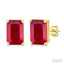 Emerald Shape Gemstone Stud Earrings