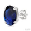 Oval Shape Gemstone Stud Earrings