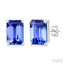 Emerald Shape Gemstone Stud Earrings
