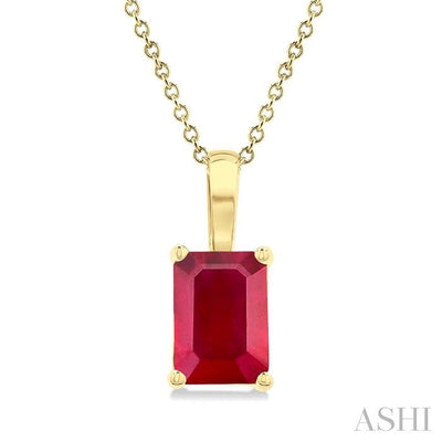 Emerald Shape Gemstone Solitaire Pendant