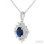 Oval Shape Gemstone & Halo Diamond Pendant