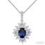 Oval Shape Gemstone & Halo Diamond Pendant