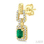 Emerald Shape Gemstone & Diamond Link Earrings