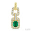 Emerald Shape Gemstone & Diamond Link Earrings