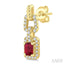 Emerald Shape Gemstone & Diamond Link Earrings