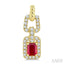 Emerald Shape Gemstone & Diamond Link Earrings