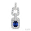 Emerald Shape Gemstone & Diamond Link Earrings