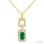 Emerald Shape Gemstone & Diamond Link Pendant