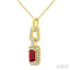 Emerald Shape Gemstone & Diamond Link Pendant