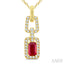 Emerald Shape Gemstone & Diamond Link Pendant
