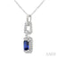 Emerald Shape Gemstone & Diamond Link Pendant