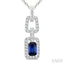 Emerald Shape Gemstone & Diamond Link Pendant