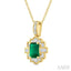 Emerald Shape Gemstone & Diamond Pendant