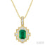Emerald Shape Gemstone & Diamond Pendant