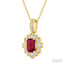 Emerald Shape Gemstone & Diamond Pendant