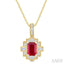 Emerald Shape Gemstone & Diamond Pendant