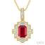 Emerald Shape Gemstone & Diamond Pendant