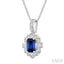 Emerald Shape Gemstone & Diamond Pendant