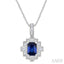 Emerald Shape Gemstone & Diamond Pendant