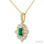 Emerald Shape Art Deco Gemstone & Diamond Fashion Pendant