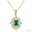 Emerald Shape Art Deco Gemstone & Diamond Fashion Pendant