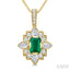 Emerald Shape Art Deco Gemstone & Diamond Fashion Pendant