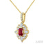 Emerald Shape Art Deco Gemstone & Diamond Fashion Pendant