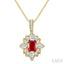 Emerald Shape Art Deco Gemstone & Diamond Fashion Pendant