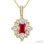 Emerald Shape Art Deco Gemstone & Diamond Fashion Pendant