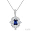 Emerald Shape Art Deco Gemstone & Diamond Fashion Pendant