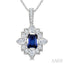 Emerald Shape Art Deco Gemstone & Diamond Fashion Pendant