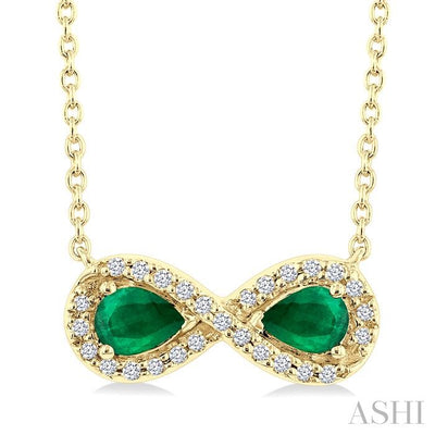 Pear Shape Gemstone & Infinity Halo Diamond Pendant