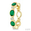 Oval Shape Bezel Gemstone & Diamond Fashion Hoop Earrings