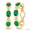 Oval Shape Bezel Gemstone & Diamond Fashion Hoop Earrings