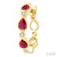 Pear Shape Bezel Gemstone & Diamond Fashion Hoop Earrings