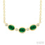 Oval Shape Bezel Gemstone & Diamond Fashion Necklace
