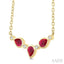 Pear Shape Bezel Gemstone & Diamond Fashion Necklace