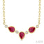 Pear Shape Bezel Gemstone & Diamond Fashion Necklace