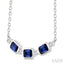 Emerald Shape Bezel Gemstone & Diamond Fashion Necklace