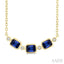 Emerald Shape Bezel Gemstone & Diamond Fashion Necklace