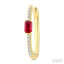 Emerald Shape Gemstone & Diamond Hoop Earrings