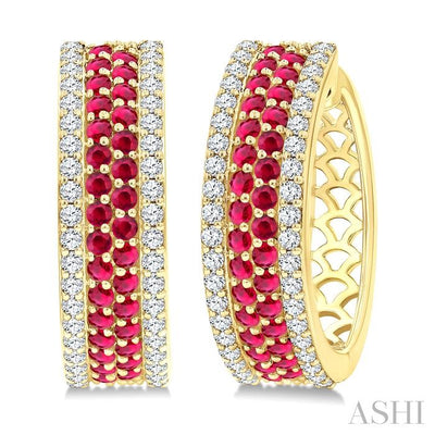 Gemstone & Diamond Hoop Earrings