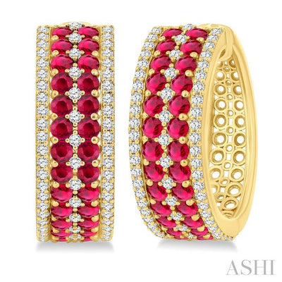 Gemstone & Diamond Hoop Earrings