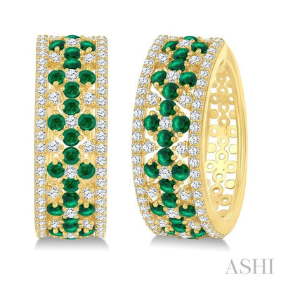 Gemstone & Diamond Hoop Earrings