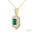 Emerald Shape Gemstone & Halo Diamond Pendant