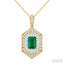 Emerald Shape Gemstone & Halo Diamond Pendant